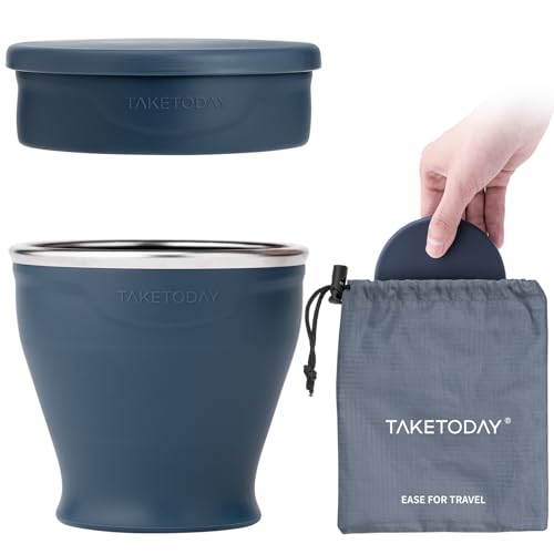 TakeToday Collapsible Cup 8 oz, Foldable with Lid for Travel, Navy | Foldable, With Lid, For Travel - color: Navy