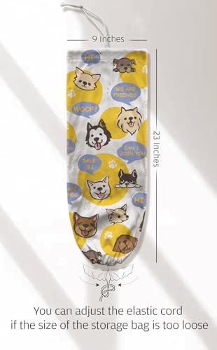 Dogs Plastic Bag Holder,Grocery Bags Storage Organizer Keeper for Kitchen 23" x 9" - color: Dog Yellow