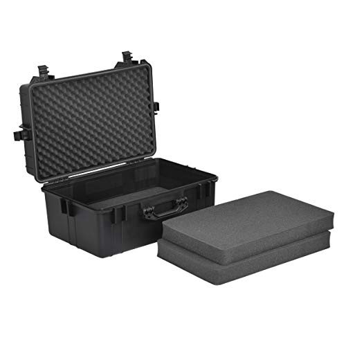 MEIJIA All Weather Waterproof Hard Camera Case,Hard Case with Customizable Fit Foam,Fit Use of Drones,Camera,Equipments,Pistols,Elegant Black (Black, 24.01"x16.92"X12.2") - size: 24.01" x 16.92" x 12.2"