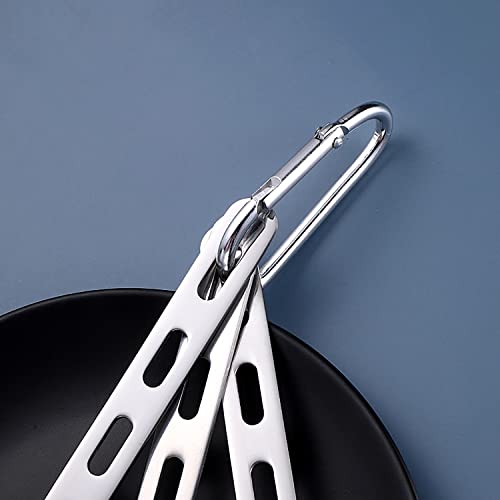 Camp Flatware Sets- Stainless Steel Spoon Fork Knife - Matching Matching Quick Hook - Ultralight Utensils for Backpacking/Hiking/Camping - 3.5oz