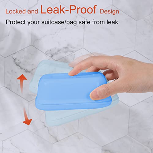 Quatish Leakproof Soap Dish with Lid & Draining Layer, Shatterproof Travel Bar Soap Holder Case Container, Portable Travel Size Toiletries Essentials for Camping, Gym, Bathroom, Denimblue - color: Navy, size: Medium