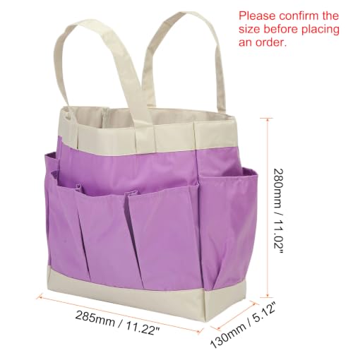 HARFINGTON Garden Tool Bag 11.2" x 5" x 11" Large Oxford Waterproof with Pockets Garden Tote Bag Gardening Plant Tool Organizer Storage Carrier Store for Outdoor Women Men, Purple - color: Purple