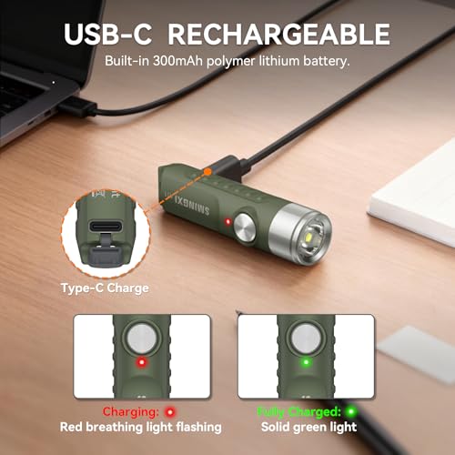 A11 Rechargeable Keychain EDC Mini Flashlight with Magnetic 2PCS - color: Green-2pcs