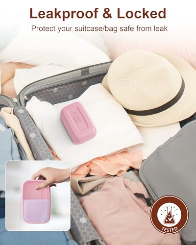 Quatish Leakproof Large Soap Dish with Lid & Draining Layer, Shatterproof Travel Bar Soap Holder Case Container, Portable Travel Size Toiletries Essentials for Camping, Gym, Bathroom, Pink - color: Pink, size: Large