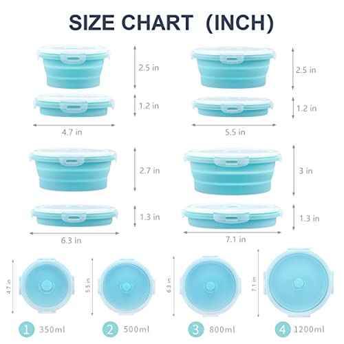 Collapsible Bowls with Lids, 4 Silicone Food Storage Containers, Rv Essentials Organization and Storage, Rv Kitchen Accessories Decorations for Inside Camper, Travel Trailer Must Haves