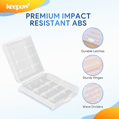 KEEPOW 12 Pcs AA/AAA Battery Storage Case Holder Box, Clear Color - size: 12 Pack