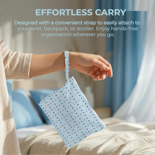 Fokongna 2 Pack Reusable Leakproof Waterproof Wet Bag, Multi Purpose Dry Wet Separation Organizer for Swimsuits Beach Gear Gym Laundry Cosmetic Essentials - color: Summer Stripe & Polka Dot Set 01