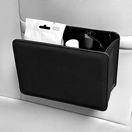 Accmor Car Trash Can, Leather Vehicle Trash Bin Car Dustbin Garbage Organizer Holder with 30 Pcs Trash Bags, Foldable Hanging Mini Cars Storage Bag Container for Auto, SUV (Black) - color: All Black