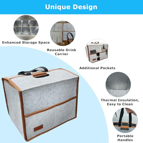6 Cup Reusable Drink Carrier Portable Insulated Coffee Bags with Handle - color: Gray, size: 6 Cup
