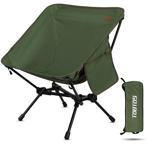 Ultralight Camping Chair, Portable Folding Chair Support 330 lbs, Compact Backpacking Chair with Carry Bag for Hiking Travel (Green)