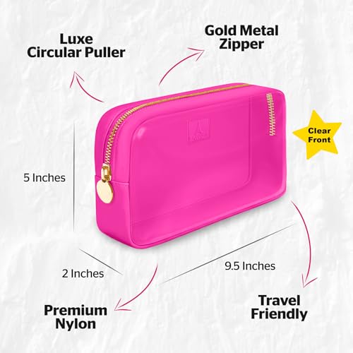 DANCOUR Clear Makeup Bag Mini Makeup Bag for Purse Mini Pouch Purse Clear Small Cosmetic Pouch Cosmetic Travel Case (Small, Hot Pink) - color: Hot Pink, style: Small