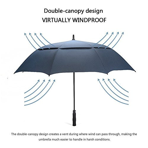 G4Free 47/54/62/68/72 Inch Golf Umbrella Windproof Auto Open Large Umbrella | Oversized Stick Umbrella, Extra Large, Vented Double Canopy, Waterproof 210T Pongee Fabric, Fiberglass Frame, EVA Foam Handle - color: Navy Blue, size: 47 inch