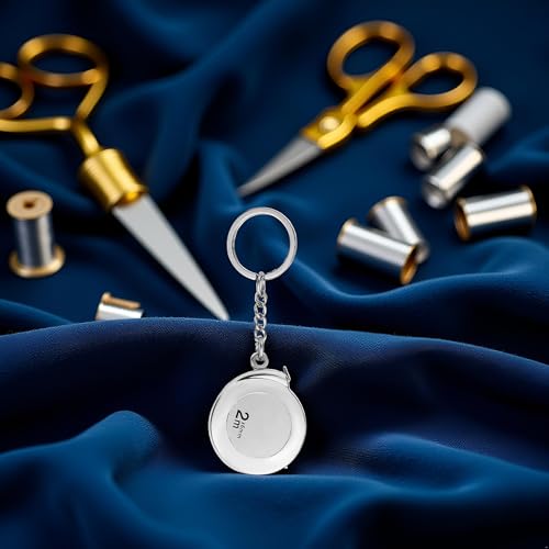 2M Silver Tape Measure Keychains Stainless Steel Tape Measure Tape Measure Keychains Functional Mini Retractable Measuring Tape Keychains for Fabric Cloth Measure Linear Measurement