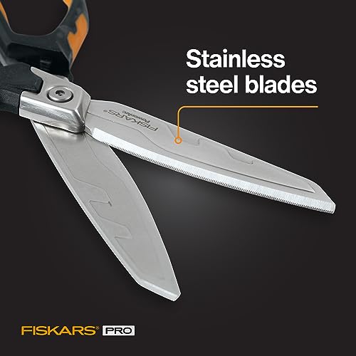 Fiskars Pro 8" PowerArc Shop Shears, Heavy Duty Serrated Utility Scissors - style: Serrated 8 in.
