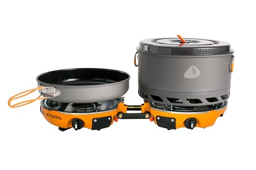 Jetboil Genesis Basecamp Backpacking and Camping Stove Cooking System with Camping Cookware - color: Orange