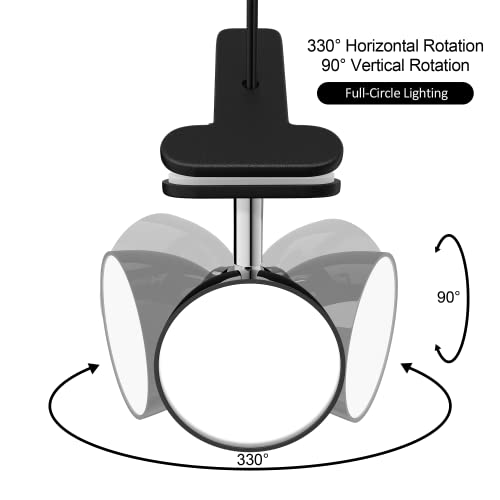 deeloop Clip On Light, 400LM Reading Lamp, Flexible Clamp Light, Black | Compact black clip light with bright illumination and flexible positioning for bedside reading, desks, dorms,and small spaces - color: Black