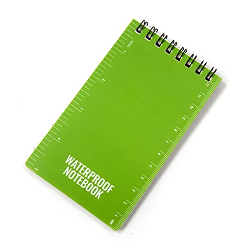 ASR Outdoor 4pk Waterproof Paper Pocket Spiral Notebook Travel Notes Journal Field Notepad with Pencil, Green, 50 Page Lined - size: 4 Pack