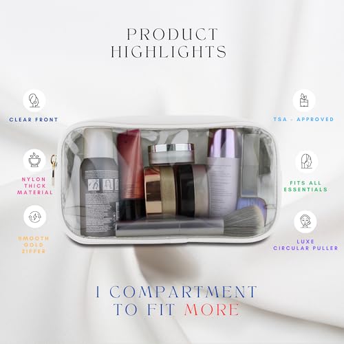 DANCOUR Small Clear Makeup Bag – Mini Pouch for Purse, White Cosmetic Travel Case, Compact Clear Cosmetic Bag, Mini Purse Pouch for Travel - color: White, style: Small