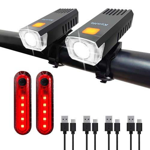 Kunhe USB-C Rechargeable Bike Lights Front and Rear(2or4or10or20 Packs) Night Riding for Kids &Adults 3 Lights Modes Used as a Safety Indicator Light for Skateboards Strollers and Wheelchairs - size: 2 Set