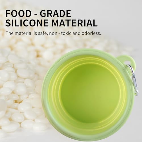 Collapsible Dog Bowls 2-Pack, Portable Travel Dog Bowl with Carabiner, Food-Grade Silicone Pet Bowl for Hiking, Walking(Macaron Yellow and Green) - color: 12 OZ Macaron Yellow and Green