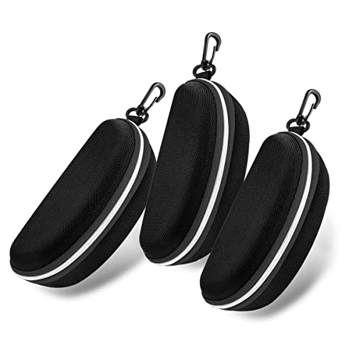 3pcs Zipper Hard Shell Sunglasses Case and Eyeglasses Case Portable Travel Glasses Case with Plastic Hook - color: Silver