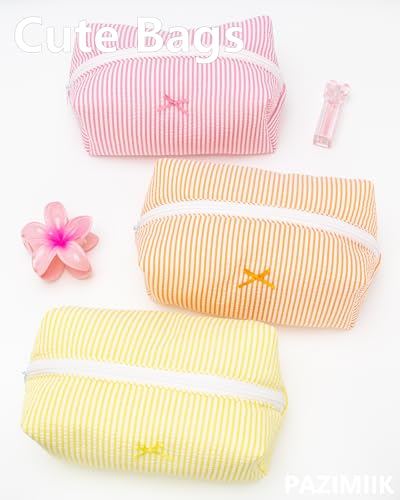 PAZIMIIK Cozy Makeup Bag for Women,Zipper Cosmetic Pouch,Stripe Orange - color: Stripe Orange