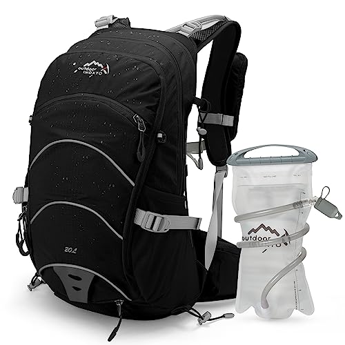IX INOXTO 20L Hydration Backpack, Waterproof Hiking Internal Frame Backpacks with 2L Hydration Water Bladder and Rain Cover for Men, Lightweight Travel Daypack for Cycling,Camping,Ski (black) - color: Black