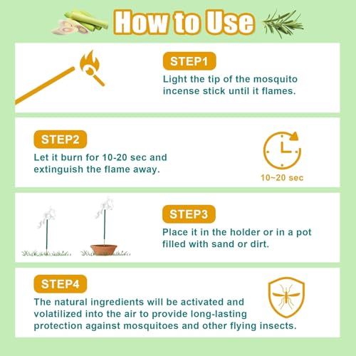 120 Pcs Mosquito Repellent, Citronella Oil Incense Sticks for Patio Camping - size: 1 Count (Pack of 120)