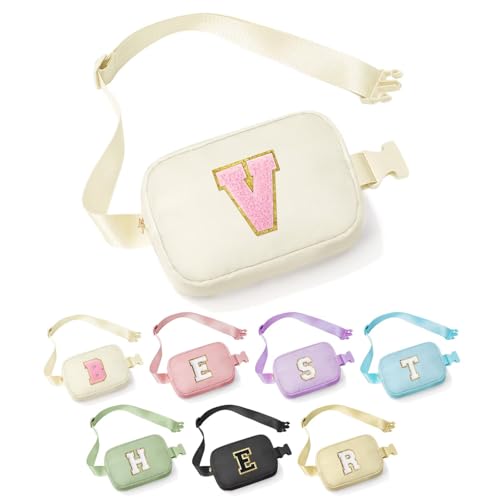YOOLIFE Retirement Gift - Teacher Appreciation Gift for Women, Initial Crossbody Bag, White - color: Beige, style: V
