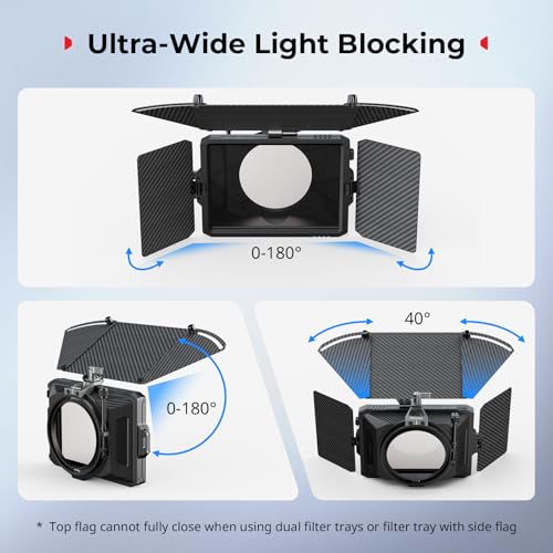 SmallRig Mini Matte Box Pro Flag Kit Includes Two 4 x 5.65 Filter Frame | Compatible with Lenses' outer diameter of 67mm/ 72mm/ 77mm/ 82mm/ 95mm, for DSLR and Mirrorless Camera - size: Mini Matte Box Pro
