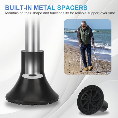 supregear Rubber Cane Tip 1 Inch, 1" Walking Cane Feet Base Extreme Grip Non-Slip Heavy Duty All Terrain Pad, 25 mm/2-Pack/XL Size, Black - size: 1 Inch (Pack of 2)