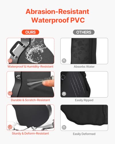 VEVOR Acoustic Guitar Hard Case, 43.31 in Gourd-Shaped Guitar Hard Case, With Lock Latch Key Handle, PVC Padding Soft Lining Water-Resistant Hard Shell Guitar Case, for 39-41 in Acoustic Guitar, Black | With Lock Latch Key Handle, PVC Padding Soft Lining