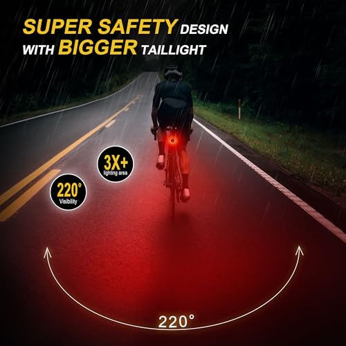 Type C USB Rechargeable Bike Tail Light, Ultra Bright IPX6 Waterproof Bicycle Rear Cycling Safety Flashlight, 5 Light Mode Road Mountain Accessories Night Ride Hiking, Cycling, Camping