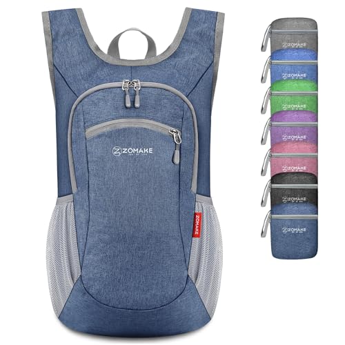 ZOMAKE Lightweight Packable Backpack, 10L Small Foldable Daypack for Hiking - color: Navy Blue, size: 10L