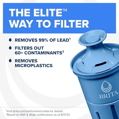 Brita XL 27 Cup Water Pitcher Dispenser, Includes 1 Elite Filter, Black | WQA and NSF/ANSI Certified, Reduces 99% Lead & Microplastics, Removes 30+ Contaminants, BPA-Free, Eliminates Chlorine Taste
