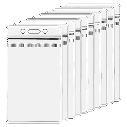 10 Pack Card Holder Vertical Clear Plastic Waterproof Name Tag Holder Fit Ship Cards, Social Security Card and Gift Card, Name Tag Holder for Nurse, Teacher and Student