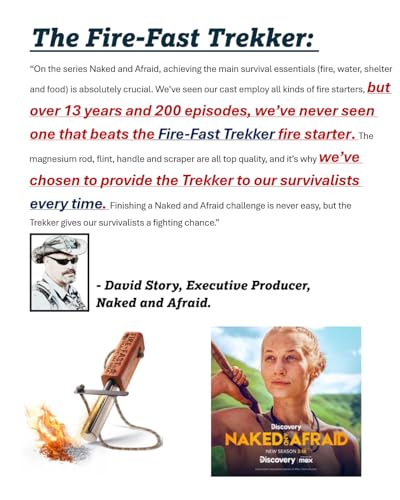 Fire-Fast Trekker. Best Emergency Waterproof Survival Fire Starter. Magnesium and Euro Fire Steel Ferro Rod. Compact Durable Tool for Bushcraft, Camping, Backpacking, Hiking, Hunting, or Bug Out Bag - style: 1 Pack