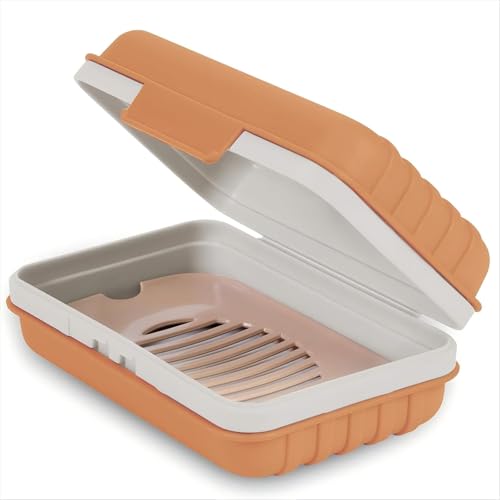 Soap Holder, Suitable for Showering, Covered Travel soap Box, Suitable for Gym, Camping Essentials, Travel toiletries, Portable, Leak Proof（Orange Color） - color: Orange Color