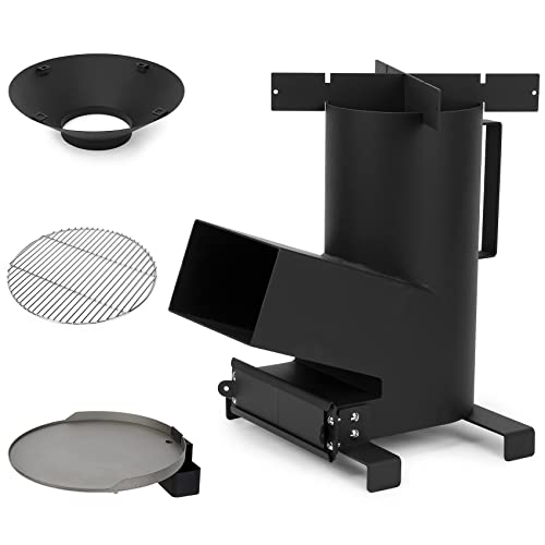 ONLYFIRE GRILLS 3-in-1 Rocket Stove, Camping Wood Burning Stove, GS302 | Portable Camp Grill with Cooking Grate, Flat Top Griddle & Pot Rack, Off-grid for Outdoor Patio Backyard RV Tailgating - style: GS302