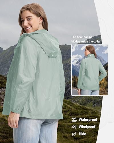 Outdoor Ventures Women's Rain Jackets Lightweight Waterproof RainCoats - color: Aqua Tone, size: XX-Large