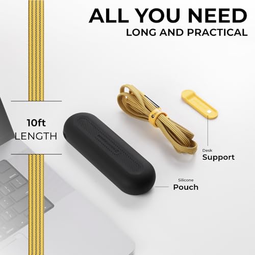 Rolling Square InCharge XL 300cm - USB C Charger Cable, Lightning Cable for Smartphone, Universal Cable Charger 6 in 1, USB Plug, Yellow, 100W - color: Yellow