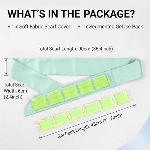 Cooling Towel with Soft Gel Ice Pack Inserts |Gel Ice Packs Reusable - Multi Purpose Compression Wrap - Neck, Legs, Arms, Shoulders - Ideal for Post Surgery, Migraines, Hiking and Injuries (Green) - color: Green