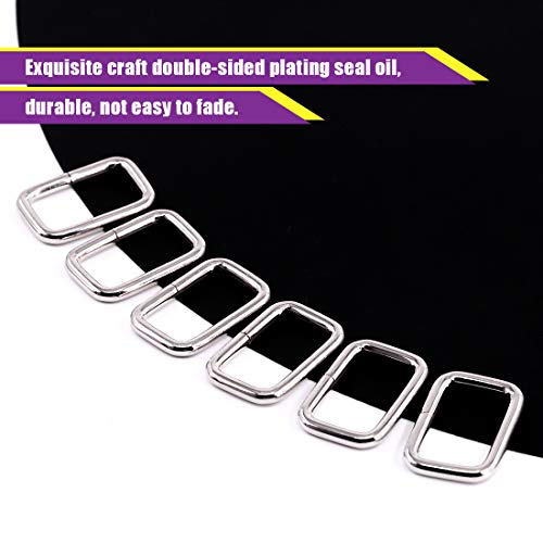 Swpeet 60Pcs 1 Inch / 25mm Heavy Duty Metal Ring Buckle Webbing Belts - color: Sliver, style: Metal Rectangle Ring