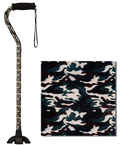 Nova Joy Designer Offset Quad Cane for Seniors - Unisex Adjustable Lightweight Walking Aid with Foam Handle, Wrist Strap and Anti-Rattle Lock - Essential Mobility Support - Camouflage - color: Camouflage