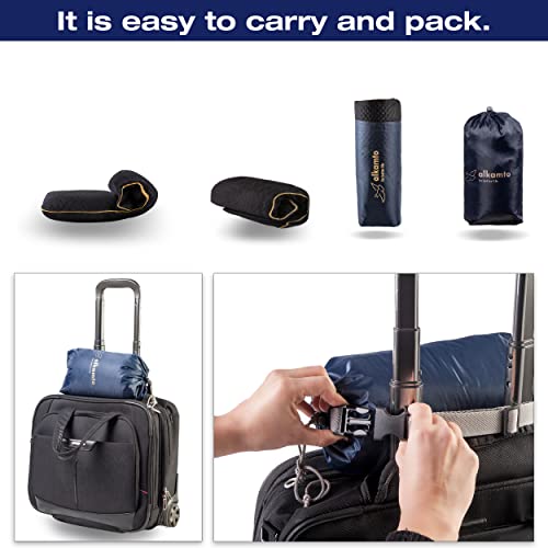 alkamto Travel & Camping Comfortable Memory Foam Pillow – Easy to Carry Portable Bag – Temperature Regulating Pillow Case (Black + Extra Cover) - size: Black Travel + Extra Cover