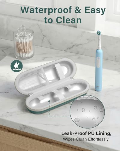 ProCase Toothbrush Travel Case for Oral-B/Oral-B Pro 1000 1500 5000 7000 7500 6000 9600/Philips Sonicare 4100 5100 1100 6100 5300 Oral-B iO Electric Toothbrush Portable Hard Container -Darkgreen - color: Darkgreen