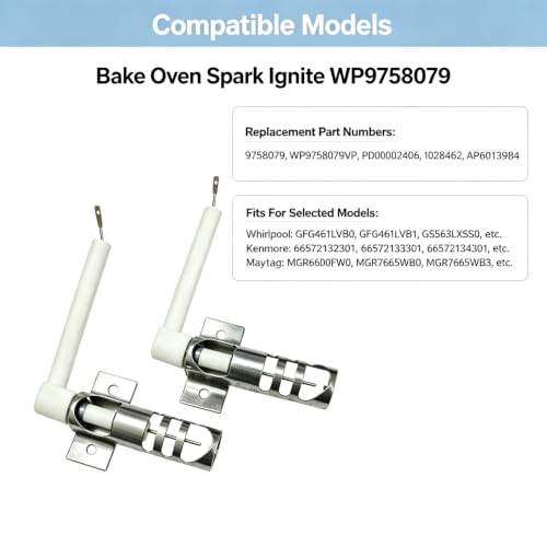 (2-Pack) WP9758079 9758079 Bake Oven Spark Igniter Compatible with Whirlpool, Maytag, Kenmore Gas Oven Ranges - Replaces PS11747217, AP6013984, WP9758079VP - style: standard