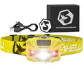 Foxelli USB‑C Rechargeable LED Headlamp – Ultra‑Light 2.4 oz & Bright 180 Lumens – Red/White Light, 5 Modes, IPX5 Waterproof, 40 h Runtime for Trail Running, Camping, Hiking - color: Neon Yellow
