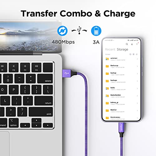 etguuds 6ft USB A to USB C Cable, 2Pack Fast Charging Cord Type C Charger - color: Purple, size: 6ft