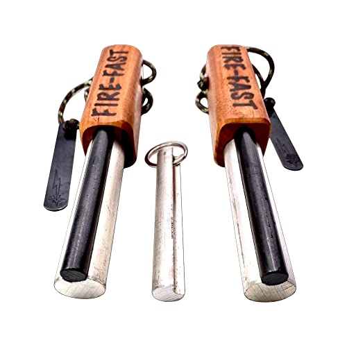 Fire-Fast Trekker. Best Emergency Waterproof Survival Fire Starter. Magnesium and Euro Fire Steel Ferro Rod. Compact Durable Tool for Bushcraft, Camping, Backpacking, Hiking, Hunting, or Bug Out Bag - style: 2 Pack